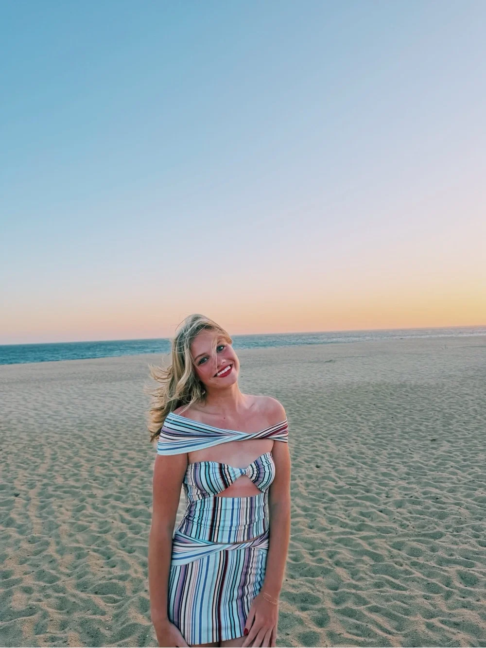 Tiger Mist Multi-Color Striped Off-Shoulder Crop Top